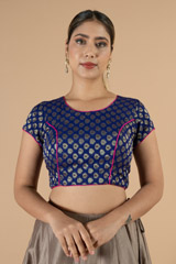 Royal Blue Brocade Saree Blouse3024 video